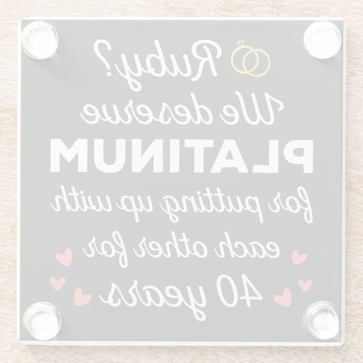 40e bruiloft Jubileum I - Ruby Funny Paar Glazen Onderzetter (Achterkant)