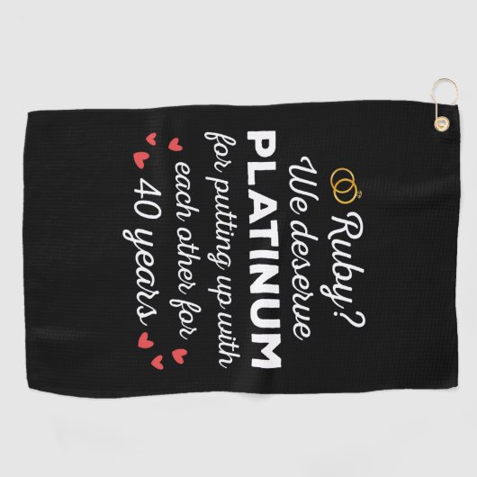 40e bruiloft Jubileum I - Ruby Funny Paar Golfhanddoek (Horizontaal)