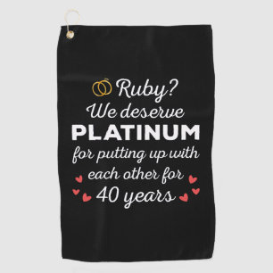 40e bruiloft Jubileum I - Ruby Funny Paar Golfhanddoek