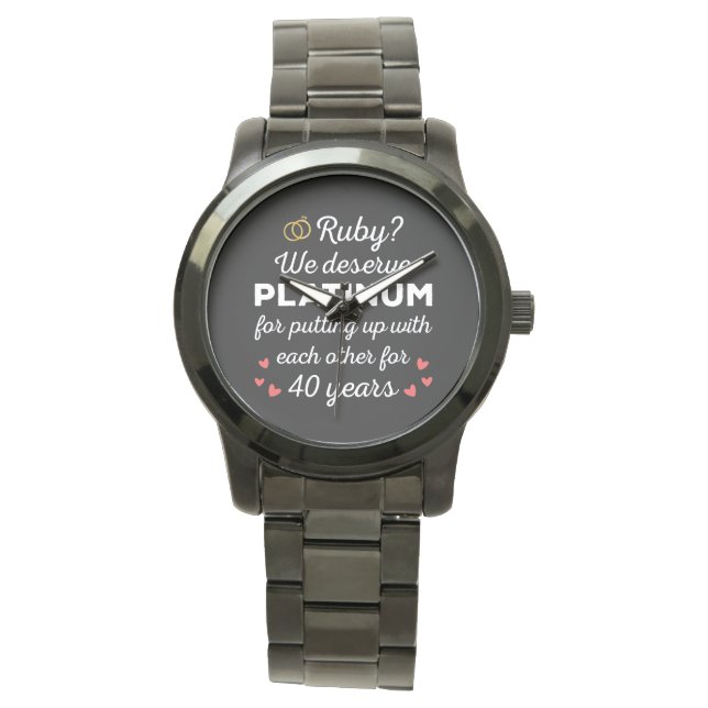 40e bruiloft Jubileum I - Ruby Funny Paar Horloge (Voorkant)
