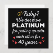 40e bruiloft Jubileum I - Ruby Funny Paar Kaart (Voorkant / Achterkant)
