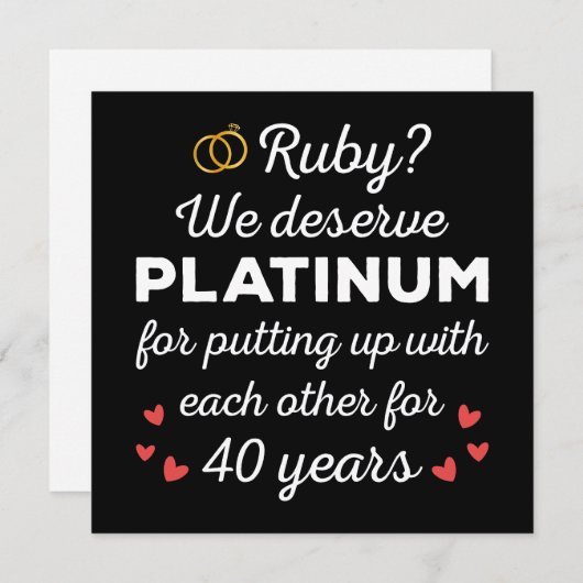 40e bruiloft Jubileum I - Ruby Funny Paar Kaart (Voorkant / Achterkant)