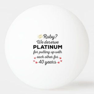 40e bruiloft Jubileum I - Ruby Funny Paar Pingpongbal