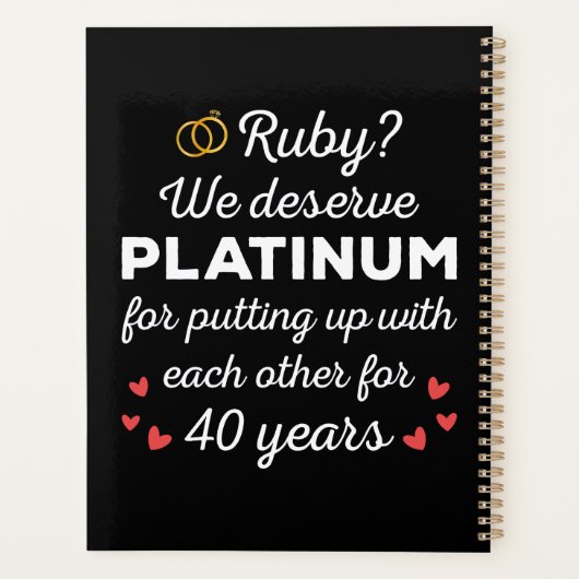 40e bruiloft Jubileum I - Ruby Funny Paar Planner (Achterkant)