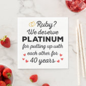 40e bruiloft Jubileum I - Ruby Funny Paar Servet (Insitu)