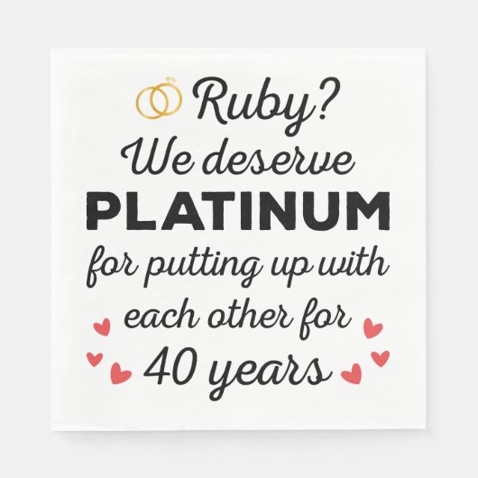 40e bruiloft Jubileum I - Ruby Funny Paar Servet (Voorkant)
