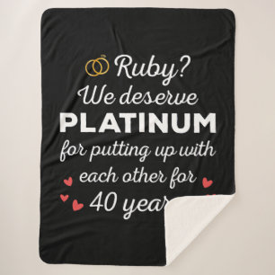 40e bruiloft Jubileum I - Ruby Funny Paar Sherpa Deken