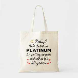 40e bruiloft Jubileum I - Ruby Funny Paar Tote Bag