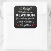 40e bruiloft Jubileum I - Ruby Funny Paar Vierkante Sticker (Tas)