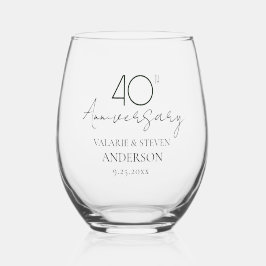 40e bruiloft Jubileum Keepsake Wijnglas Zonder Voet
