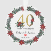 40e bruiloft Jubileum kerstcadeaus Ornament (voorkant)