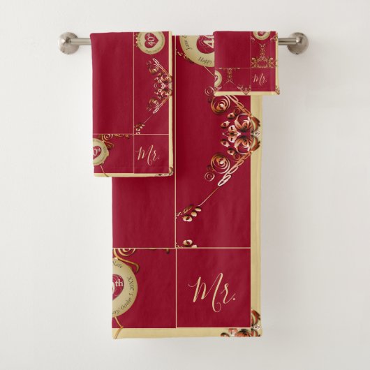 40e bruiloft Jubileum mevrouw badhanddoek Bad Handdoek (Insitu)