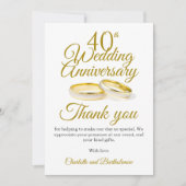 40e bruiloft Jubileum Partij Bedankkaart (Voorkant)