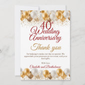 40e bruiloft Jubileum Partij Bedankkaart (Voorkant)