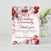40e bruiloft Jubileum Partij Bedankkaart (Staand voorkant)