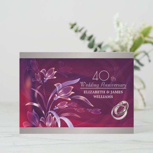 40e bruiloft Jubileum Partij Kaart (Staand voorkant)