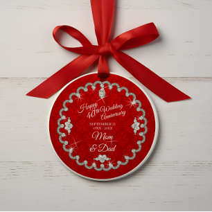 40e bruiloft Jubileum rode foto Keepsake Ornament