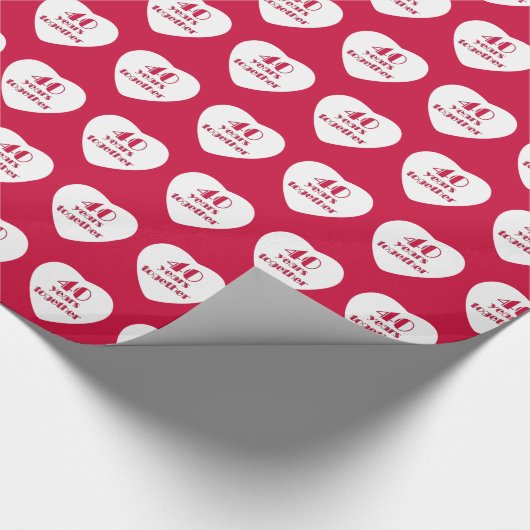 40e bruiloft Jubileum rode harten inpakpapier (Hoek)