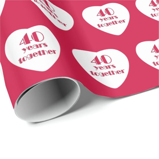 40e bruiloft Jubileum rode harten inpakpapier (Rol Hoek)
