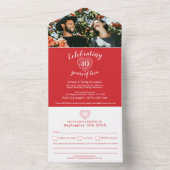 40e bruiloft jubileum RSFP foto rood wit All In One Uitnodiging (Binnen)