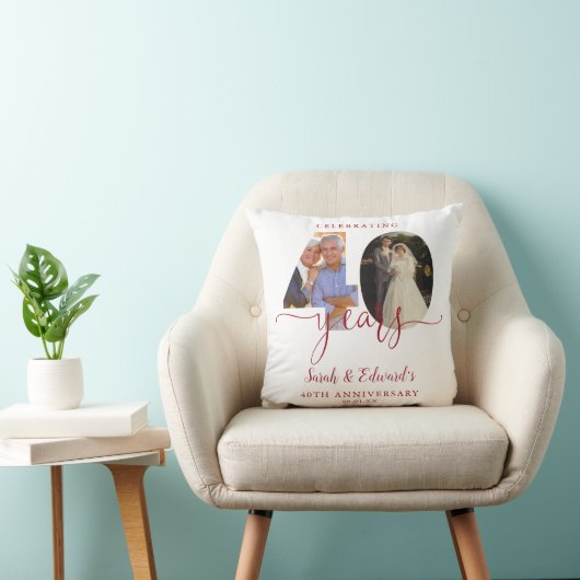 40e bruiloft Jubileum Ruby 2 Foto Kussen (Stoel)