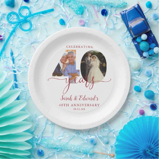 40e bruiloft Jubileum Ruby 2 Foto Papieren Bordje (Feest)