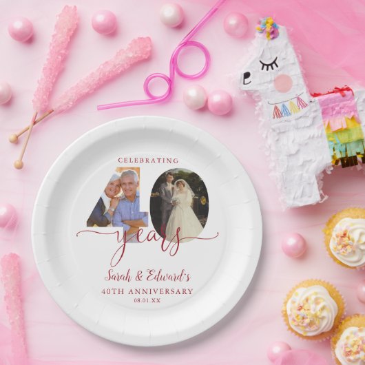 40e bruiloft Jubileum Ruby 2 Foto Papieren Bordje (Feest)