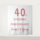 40e bruiloft Jubileum Ruby bruiloft rode harten Wandkleed (Voorkant)
