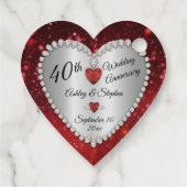 40e bruiloft Jubileum Ruby Diamonds Bedankjes Labels (Achterkant)