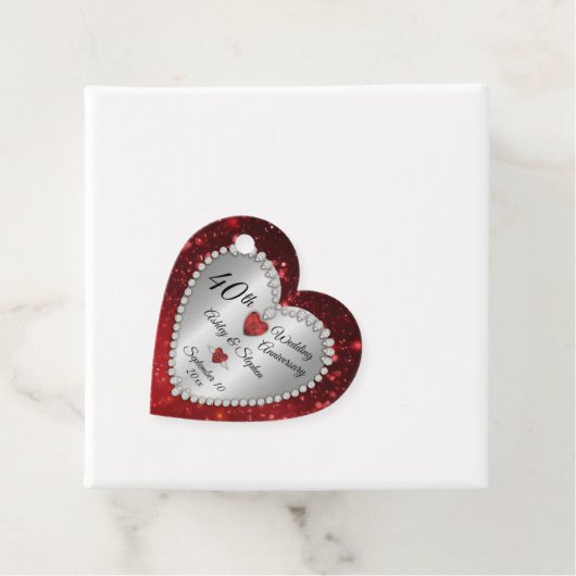 40e bruiloft Jubileum Ruby Diamonds Bedankjes Labels (In situ)