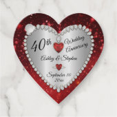 40e bruiloft Jubileum Ruby Diamonds Bedankjes Labels (Voorkant)