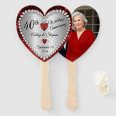 40e bruiloft Jubileum Ruby Diamonds Keepsake Handwaaier (Voorkant en achterkant)