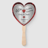 40e bruiloft Jubileum Ruby Diamonds Keepsake Handwaaier (Voorkant)