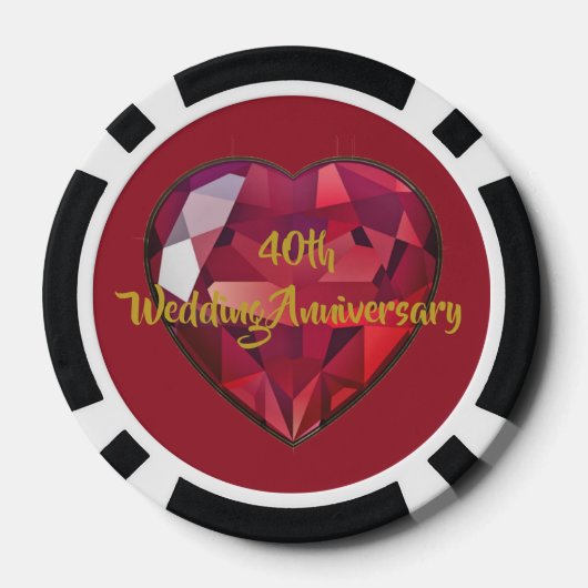 40e bruiloft Jubileum Ruby Do Poker Chips (Achterkant)