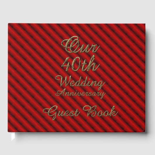 40e bruiloft Jubileum Ruby Gold Typografie Gastenboek (Voorkant)