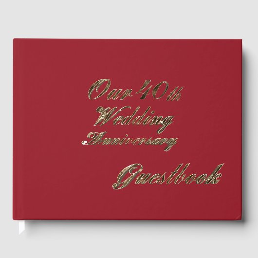 40e bruiloft Jubileum Ruby Gold Typografie Gastenboek (Voorkant)