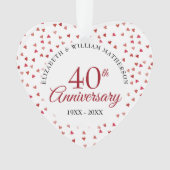 40e bruiloft Jubileum Ruby Hearts Ornament (voorkant)