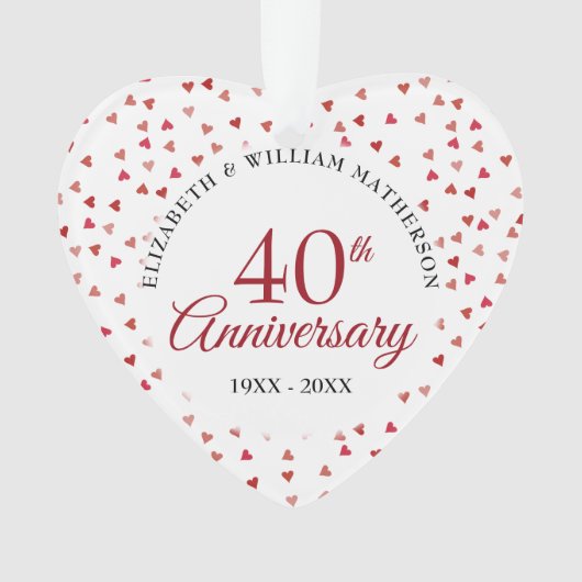 40e bruiloft Jubileum Ruby Hearts Ornament (voorkant)