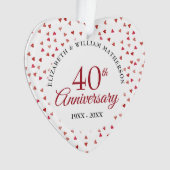 40e bruiloft Jubileum Ruby Hearts Ornament (voorkant)