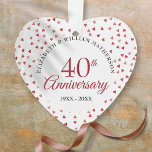 40e bruiloft Jubileum Ruby Hearts Ornament<br><div class="desc">Ontworpen om te coördineren met ons 40e Jubileum Ruby Hearts collectie. Met delicate robijn harten. Personaliseer met uw speciale veertig jaar robijnjubileum informatie in chique belettering. Ontworpen door Thisnotme©</div>