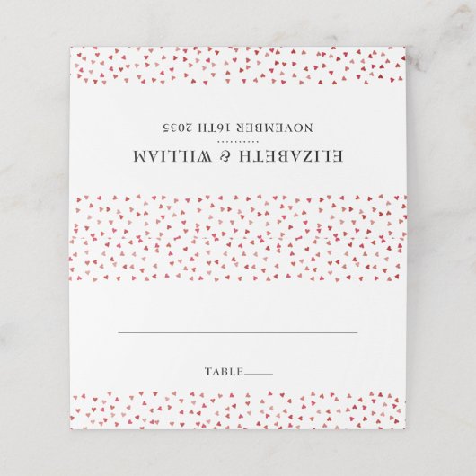 40e bruiloft Jubileum Ruby Hearts Plaatskaartje (Buitenkant ongevouwen)