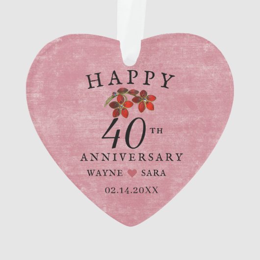 40e bruiloft Jubileum Ruby Jewel Ornament (achterkant)