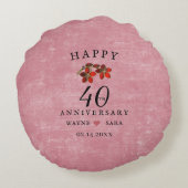 40e bruiloft Jubileum Ruby Jewel Rond Kussen (Achterkant)