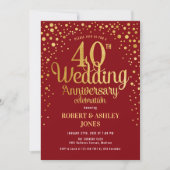 40e bruiloft Jubileum - Ruby Red & Gold Kaart (Voorkant)