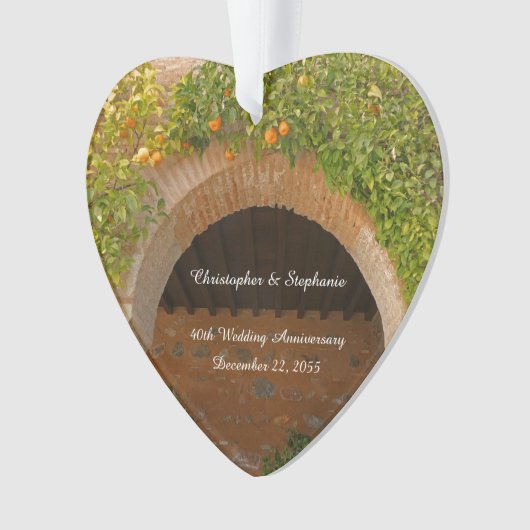 40e bruiloft Jubileum rustieke Archway Sinaasappel Ornament (voorkant)