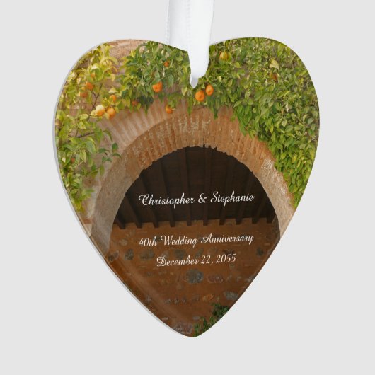 40e bruiloft Jubileum rustieke Archway Sinaasappel Ornament (voorkant)