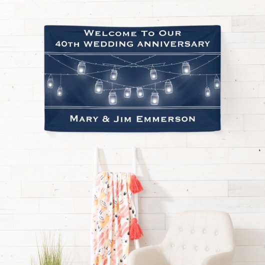 40e bruiloft Jubileum String Lights Banner (Insitu)
