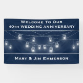 40e bruiloft Jubileum String Lights Banner (Horizontaal)