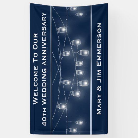 40e bruiloft Jubileum String Lights Banner (Verticaal)