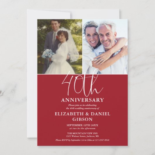 40e bruiloft Jubileum toen en nu 2 foto Kaart (Voorkant)